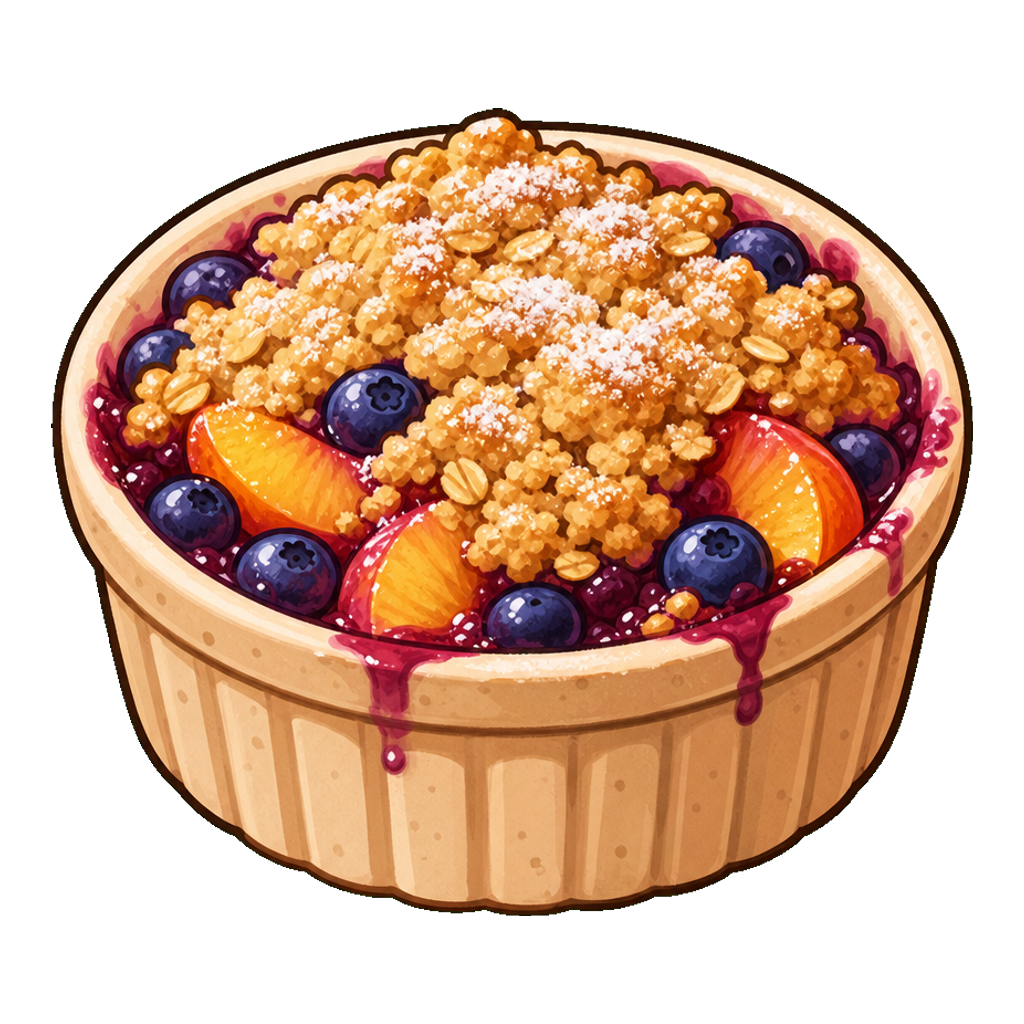 Blushing Blueberry Peach Crumble