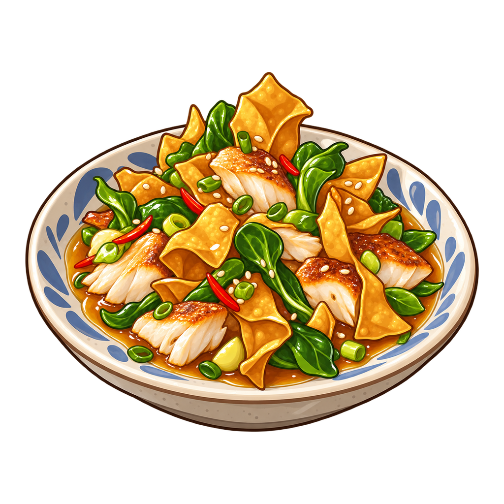 Crispy Fish Wonton Toss
