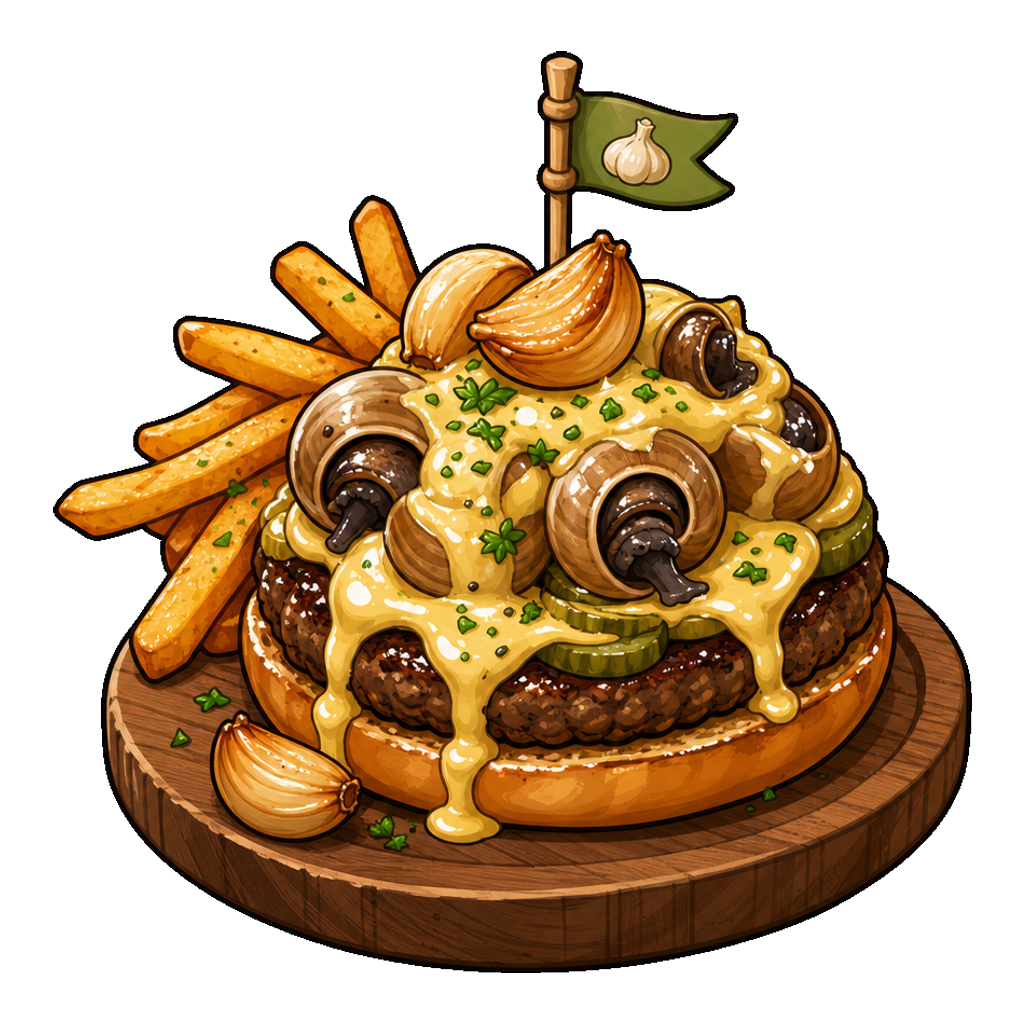 Garlic Snail Smash Burger