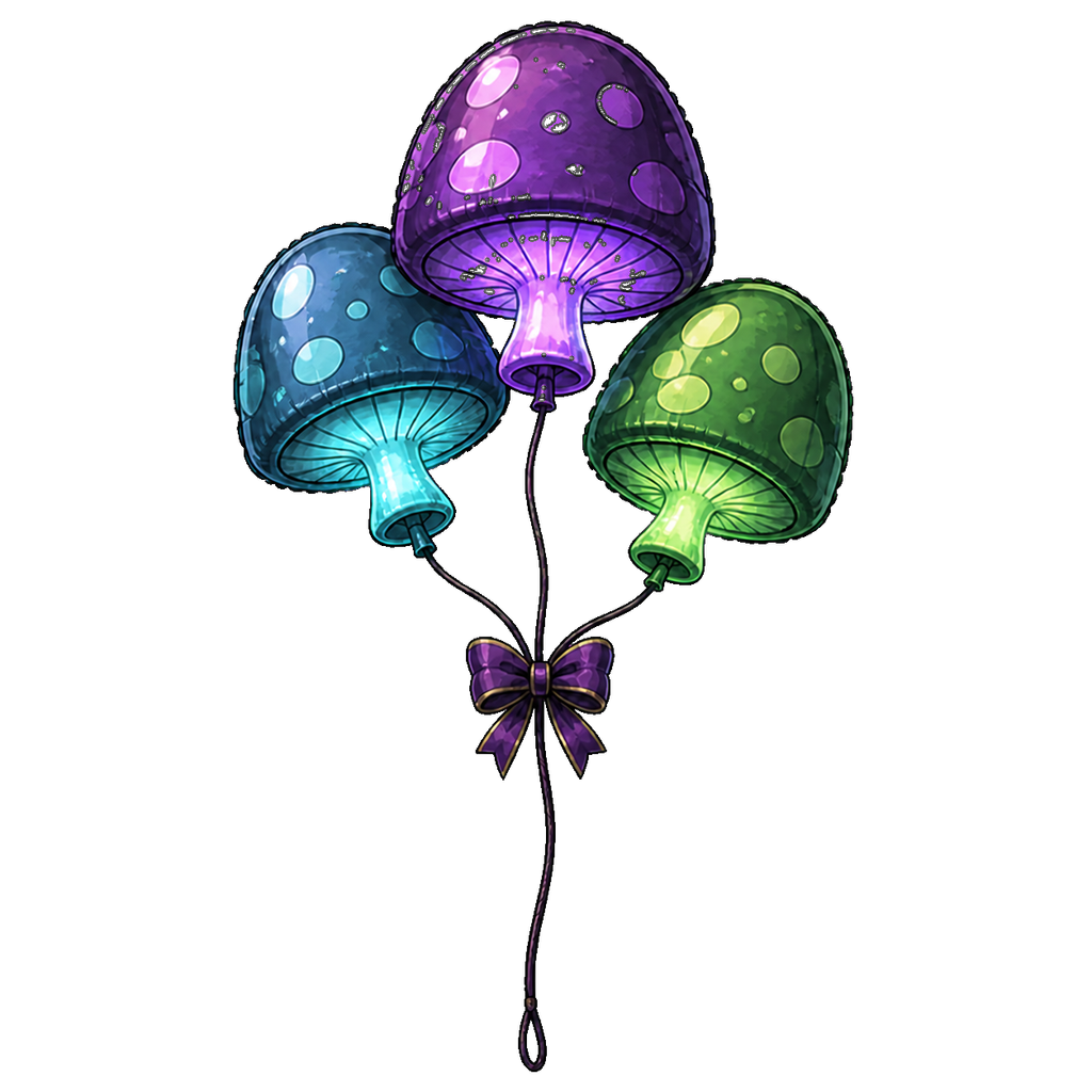 Ghostlight Mushroom Balloon Bunch