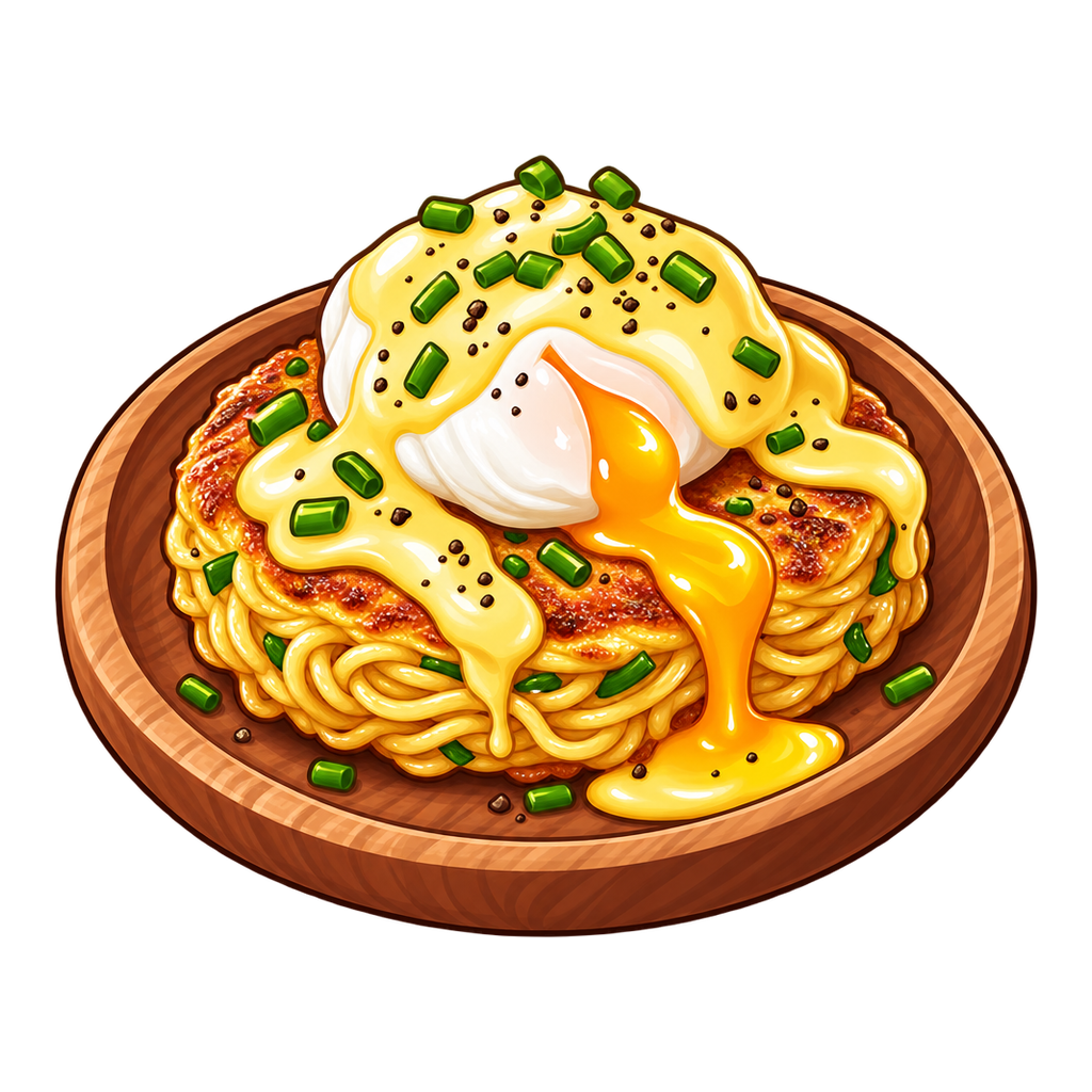 Golden Benedict Noodle Cake