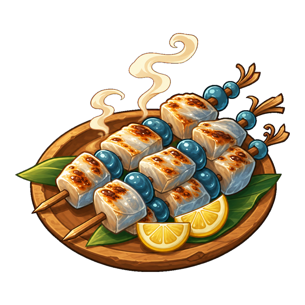 Ice-Cracked Gruss Fish Skewers