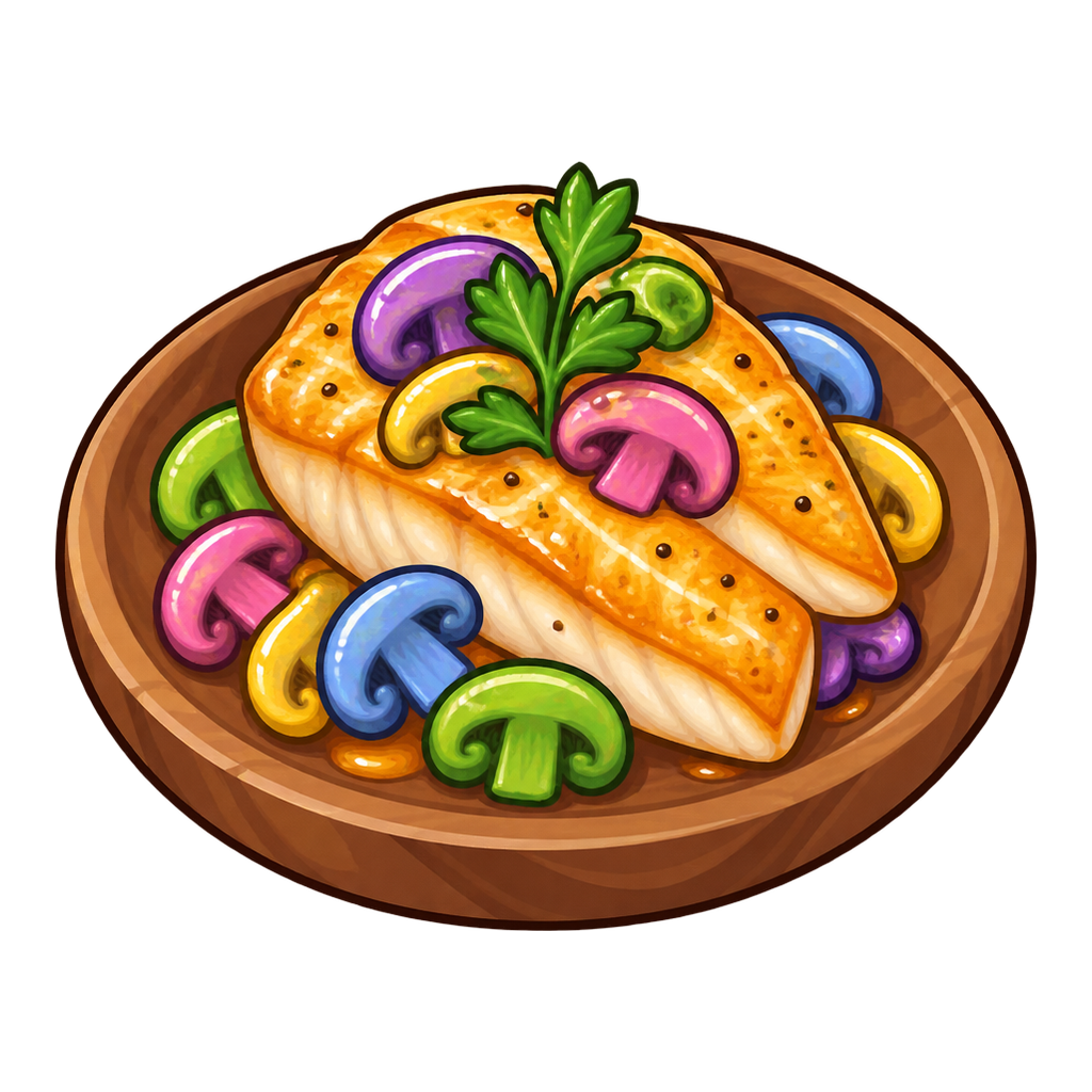Rainbow Mushroom Fish Fillets